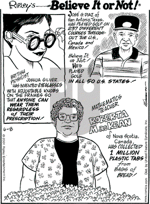 Ripley's Believe It or Not on Friday June 8, 2001 Comic Strip