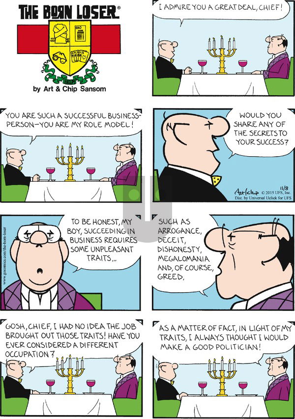 The Born Loser on Sunday November 8, 2015 Comic Strip