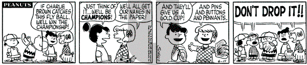 Peanuts on Wednesday June 11, 1958 Comic Strip