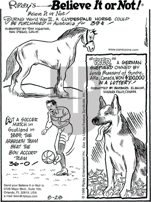 Ripley's Believe It or Not on Friday August 28, 1998 Comic Strip