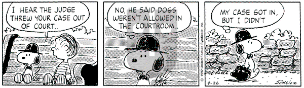 Peanuts - Saturday September 26, 1992 Comic Strip