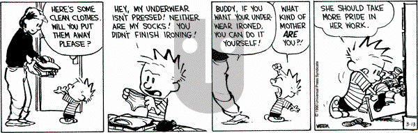 Calvin and Hobbes on Tuesday March 13, 1990 Comic Strip