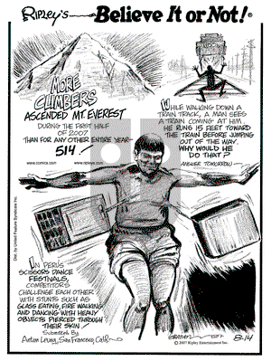 Ripley's Believe It or Not on Tuesday August 14, 2007 Comic Strip