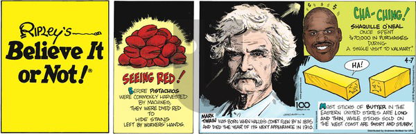 Ripley's Believe It or Not on Sunday April 7, 2019 Comic Strip