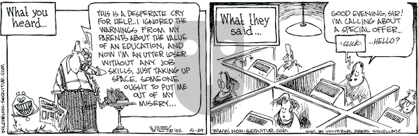 Non Sequitur on Wednesday May 29, 2002 Comic Strip