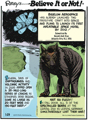 Ripley's Believe It or Not on Friday January 29, 2010 Comic Strip