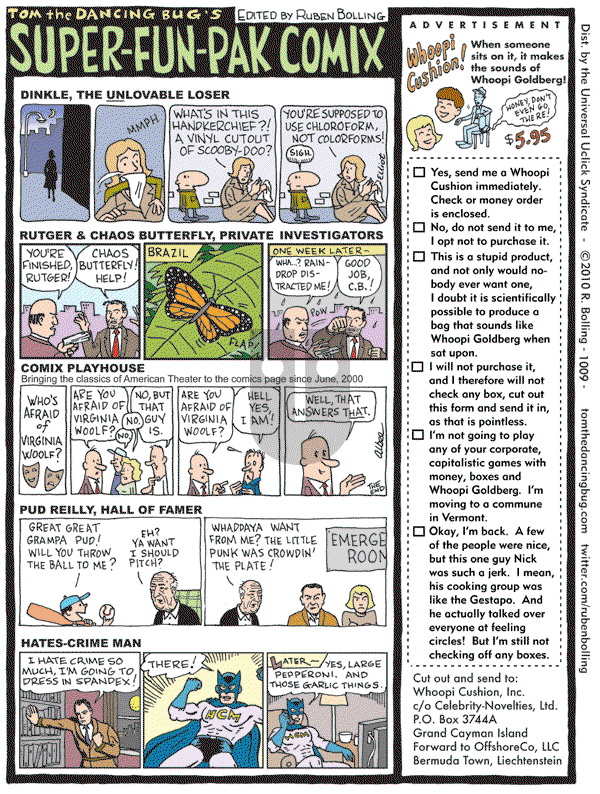 Tom the Dancing Bug on Friday October 22, 2010 Comic Strip