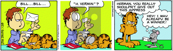 Garfield on Monday February 1, 1999 Comic Strip