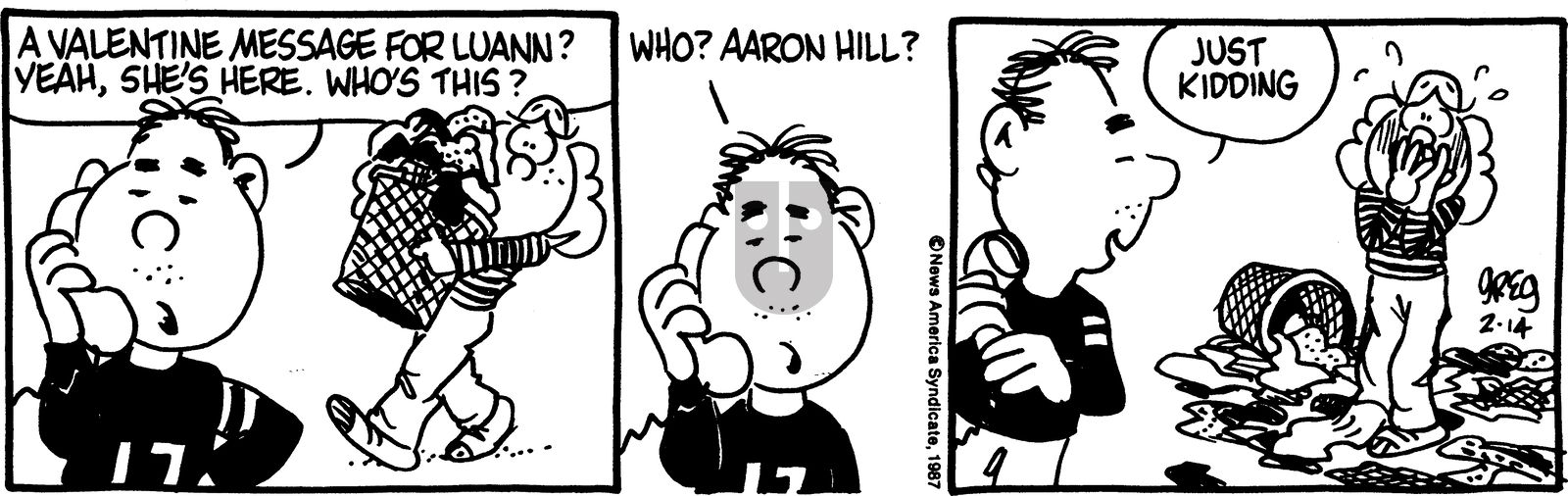 Luann - Saturday February 14, 1987 Comic Strip