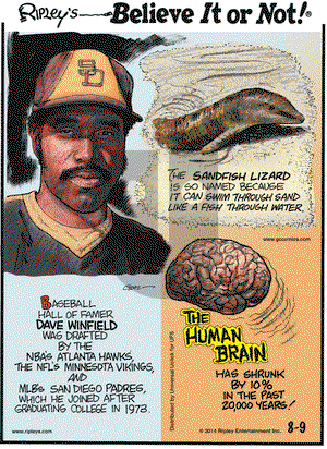 Ripley's Believe It or Not on Saturday August 9, 2014 Comic Strip