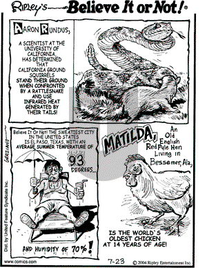 Ripley's Believe It or Not on Friday July 23, 2004 Comic Strip