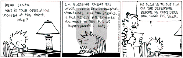 Calvin and Hobbes on Wednesday December 9, 1992 Comic Strip