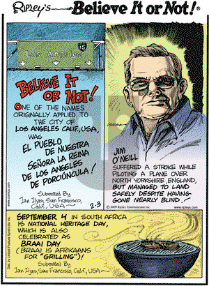 Ripley's Believe It or Not - Tuesday February 3, 2009 Comic Strip