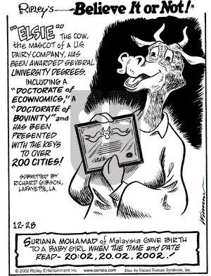 Ripley's Believe It or Not on Saturday December 28, 2002 Comic Strip