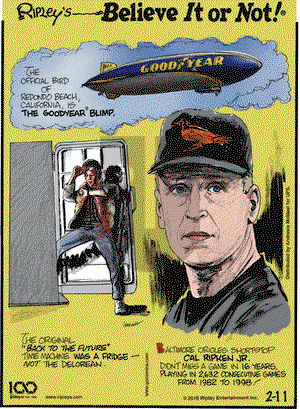 Ripley's Believe It or Not on Monday February 11, 2019 Comic Strip