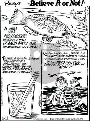 Ripley's Believe It or Not on Monday June 11, 2001 Comic Strip