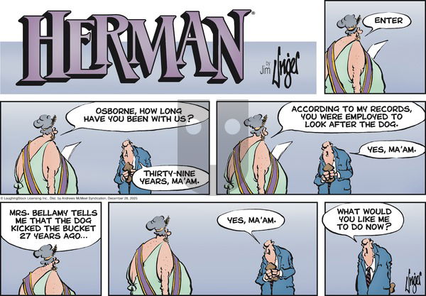 Herman on Sunday December 28, 2025 Comic Strip