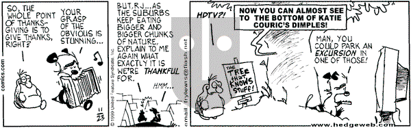Over the Hedge on Tuesday November 23, 1999 Comic Strip