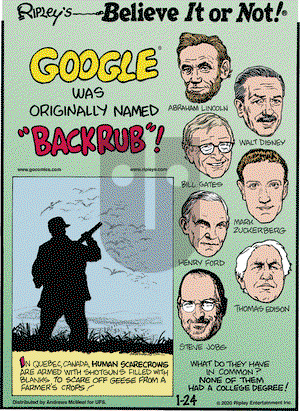 Ripley's Believe It or Not on Friday January 24, 2020 Comic Strip