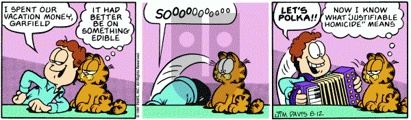 Garfield on Monday August 12, 1991 Comic Strip