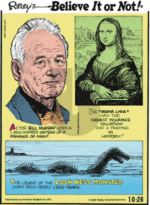 Ripley's Believe It or Not on Monday October 26, 2020 Comic Strip