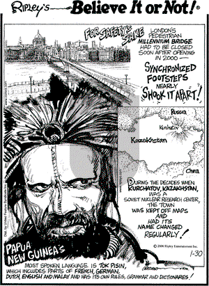 Ripley's Believe It or Not on Monday January 30, 2006 Comic Strip