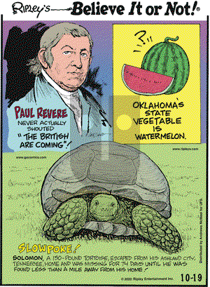 Ripley's Believe It or Not on Monday October 19, 2020 Comic Strip