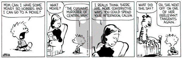 Calvin and Hobbes on Tuesday June 18, 1991 Comic Strip