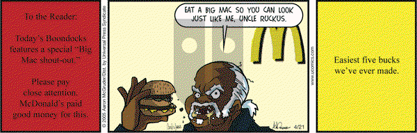 The Boondocks on Thursday April 21, 2005 Comic Strip