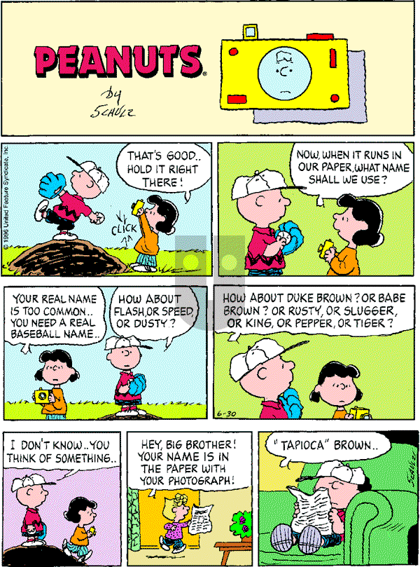 Peanuts on Sunday June 30, 1996 Comic Strip