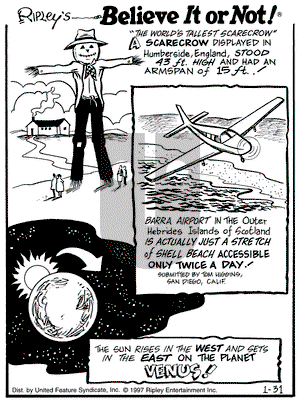 Ripley's Believe It or Not on Friday January 31, 1997 Comic Strip