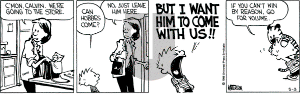 Calvin and Hobbes on Saturday May 3, 1986 Comic Strip