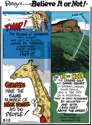 Ripley's Believe It or Not - Tuesday August 10, 2010 Comic Strip