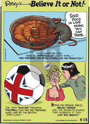 Ripley's Believe It or Not on Friday April 16, 2021 Comic Strip