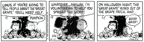 Peanuts on Tuesday October 27, 1992 Comic Strip