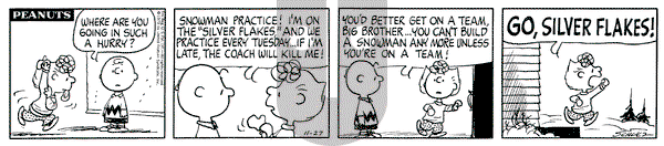 Peanuts on Tuesday November 27, 1973 Comic Strip