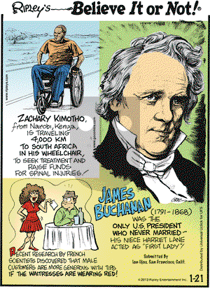 Ripley's Believe It or Not - Monday January 21, 2013 Comic Strip