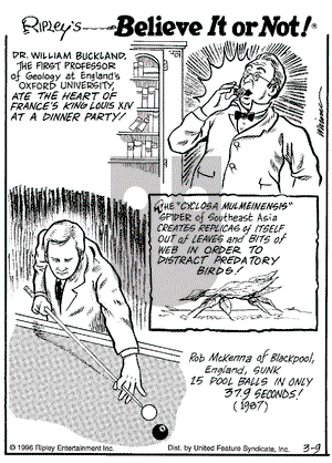 Ripley's Believe It or Not on Saturday March 9, 1996 Comic Strip