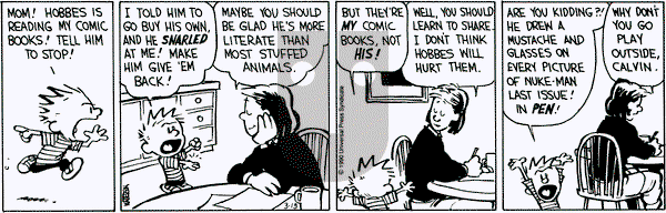Calvin and Hobbes on Thursday March 15, 1990 Comic Strip