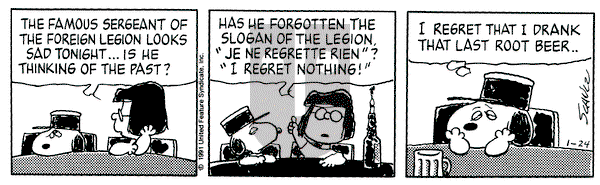 Peanuts on Thursday January 24, 1991 Comic Strip