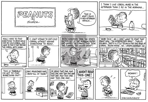 Peanuts on Sunday September 26, 1965 Comic Strip