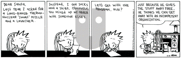 Calvin and Hobbes on Thursday December 10, 1992 Comic Strip