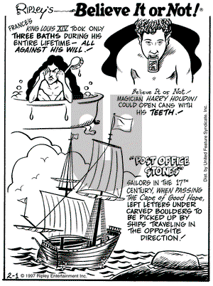 Ripley's Believe It or Not on Saturday February 1, 1997 Comic Strip