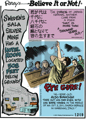 Ripley's Believe It or Not - Monday December 19, 2011 Comic Strip
