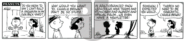 Peanuts on Wednesday November 28, 1973 Comic Strip