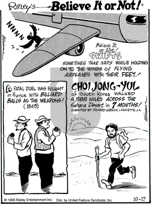 Ripley's Believe It or Not on Thursday October 17, 1996 Comic Strip