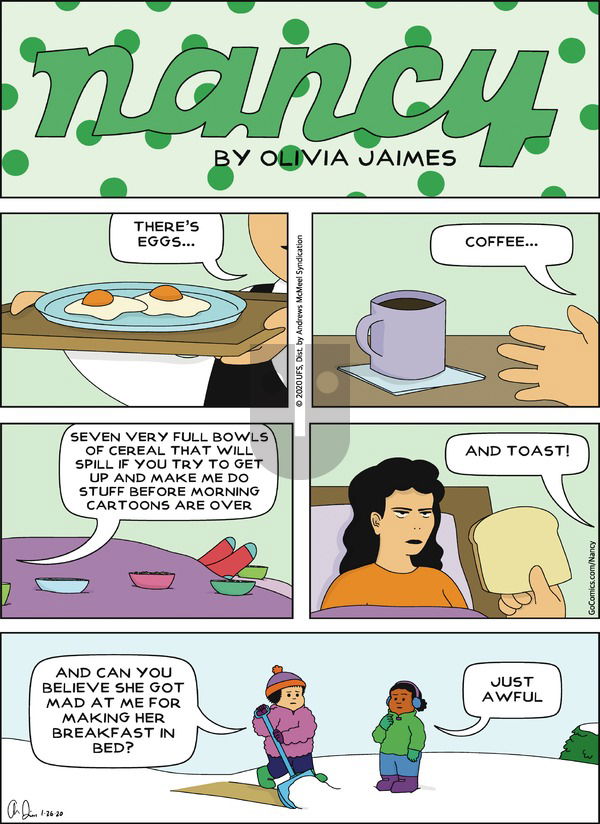 Nancy on Sunday January 26, 2020 Comic Strip