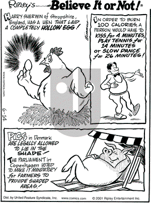 Ripley's Believe It or Not on Thursday June 14, 2001 Comic Strip