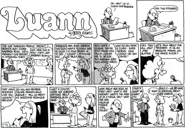 Luann on Sunday May 19, 1991 Comic Strip