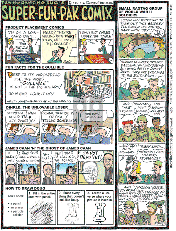 Tom the Dancing Bug on Saturday August 22, 2009 Comic Strip